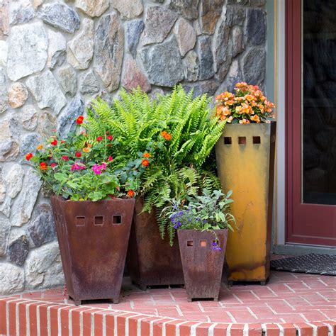 rustic metal outdoor planters